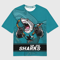 Футболка оверсайз мужская San Jose Sharks, Сан Хосе Шаркс, цвет: 3D-принт