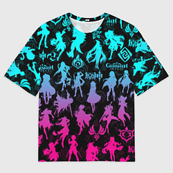 Мужская футболка оверсайз ГЕНШИН ИМПАКТ НЕОН ПЕРСОНАЖИ ИГРЫ GENSHIN IM ACT L