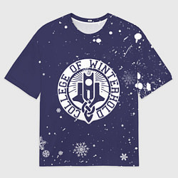 Футболка оверсайз мужская НОВЫЙ ГОД В СКАЙРИМЕ ВИНТЕРХОЛД ШКОЛА МАГИИ, цвет: 3D-принт