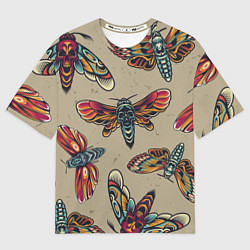 Мужская футболка оверсайз Мотыльки-черепа