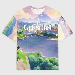 Футболка оверсайз мужская МИР ГЕНШИН ИМПАКТ ТЕВАЙТ GENSHIN IMPACT, цвет: 3D-принт