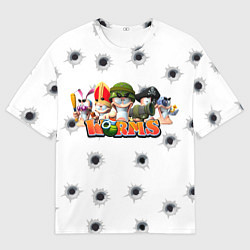 Мужская футболка оверсайз Wormsчервяки