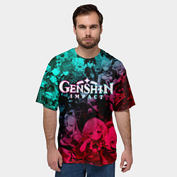 Футболка оверсайз мужская GENSHIN IMPACT NEON HEROES ГЕНШИН ИМПАКТ НЕОН ГЕРО, цвет: 3D-принт — фото 2