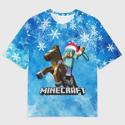 Футболка оверсайз мужская НОВЫЙ ГОД В МАЙНКРАФТ, СНЕЖИНКИ, 2022, цвет: 3D-принт