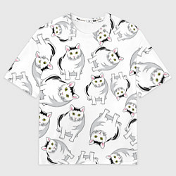 Мужская футболка оверсайз КОТИКИ МЕМ МЯУ