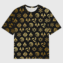 Мужская футболка оверсайз GOLDEN GENSHIN IMPACT PATTERN ЗОЛОТО ГЕНШИН ИМПАКТ