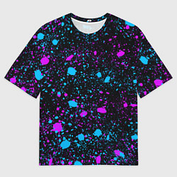 Мужская футболка оверсайз Брызги неоновые ярких красок