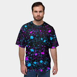 Футболка оверсайз мужская Брызги неоновые ярких красок, цвет: 3D-принт — фото 2