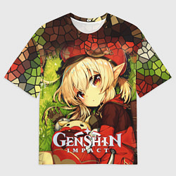 Футболка оверсайз мужская Кли - искорка из Genshin Impact, цвет: 3D-принт