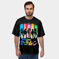 Футболка оверсайз мужская Воины в матросках - Сейлор Мун, цвет: 3D-принт — фото 2