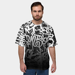Футболка оверсайз мужская GRAFFITI WHITE TAGS ГРАФФИТИ, цвет: 3D-принт — фото 2