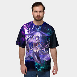 Футболка оверсайз мужская БААЛ РАЙДЕН СЁГУН, НЕОНОВЫЕ МОЛНИИ ГЕНШИН ИМПАКТ, цвет: 3D-принт — фото 2