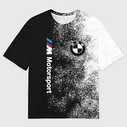 Футболка оверсайз мужская БМВ Черно-белый логотип, цвет: 3D-принт