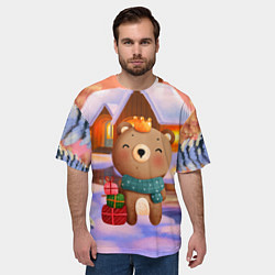 Футболка оверсайз мужская Медвежонок Новогоднее настроение, цвет: 3D-принт — фото 2