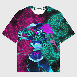 Футболка оверсайз мужская KDA NEON DRAGONS LEAGUE OF LEGENDS НЕОНОВЫЕ ДРАКОН, цвет: 3D-принт