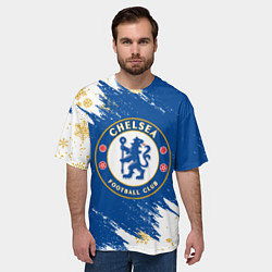 Футболка оверсайз мужская НОВОГОДНИЙ ЧЕЛСИ, CHELSEA НОВЫЙ ГОД, цвет: 3D-принт — фото 2