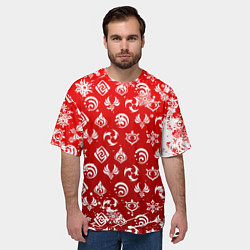 Футболка оверсайз мужская НОВОГОДНИЕ СТИХИИ ГЕНШИН ИМПАКТ, НОВЫЙ ГОД, цвет: 3D-принт — фото 2