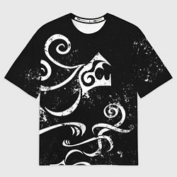Мужская футболка оверсайз ТАТУИРОВКА ДРАКЕНА WHITE AND BLACK