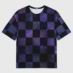 Мужская футболка оверсайз Space Neon Chessboard