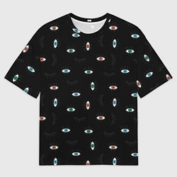 Мужская футболка оверсайз Разноцветные глаза паттерн