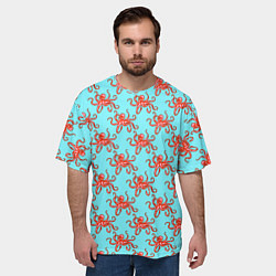 Футболка оверсайз мужская Осьминог паттерн, цвет: 3D-принт — фото 2