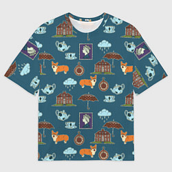 Футболка оверсайз мужская Англия паттерн, цвет: 3D-принт