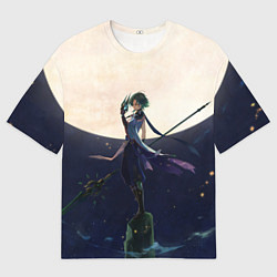 Футболка оверсайз мужская СЯО НА ФОНЕ ЛУНЫ XIAO ГЕНШИН, цвет: 3D-принт