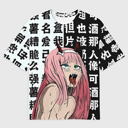 Мужская футболка оверсайз AHEGAO ZERO TWO Зеро ту ахегао
