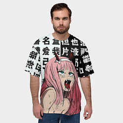 Футболка оверсайз мужская AHEGAO ZERO TWO Зеро ту ахегао, цвет: 3D-принт — фото 2