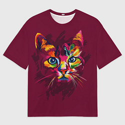 Футболка оверсайз мужская Кошечка в ярких красках, цвет: 3D-принт