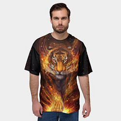 Футболка оверсайз мужская Огненный тигр Сила огня, цвет: 3D-принт — фото 2