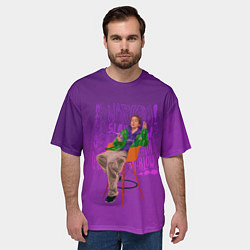 Футболка оверсайз мужская Сидящий Слава, цвет: 3D-принт — фото 2