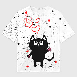 Футболка оверсайз мужская Влюблённый котик Cat Love, цвет: 3D-принт