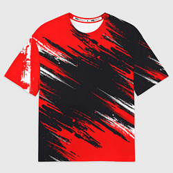 Мужская футболка оверсайз БЕЛО-КРАСНАЯ КРАСКА