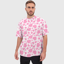 Футболка оверсайз мужская Розовые Сердечки LOVE, цвет: 3D-принт — фото 2