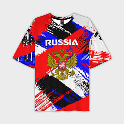 Футболка оверсайз мужская Russia Геометрия патриотизм, цвет: 3D-принт