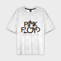 Футболка оверсайз мужская PINK FLOYD LOGO ПИНК ФЛОЙД ГЛИТЧ, цвет: 3D-принт