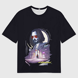 Футболка оверсайз мужская Cyberpunk 2077 Киану в игре, цвет: 3D-принт