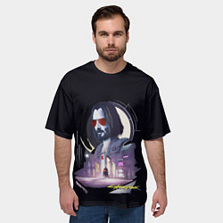 Футболка оверсайз мужская Cyberpunk 2077 Киану в игре, цвет: 3D-принт — фото 2
