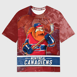Футболка оверсайз мужская Монреаль Канадиенс, Montreal Canadiens Маскот, цвет: 3D-принт