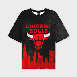 Футболка оверсайз мужская Chicago Bulls, Чикаго Буллз Город, цвет: 3D-принт