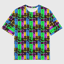 Футболка оверсайз мужская Красочные Гитары, цвет: 3D-принт