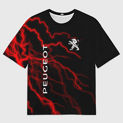 Футболка оверсайз мужская Peugeot: Разряд молнии, цвет: 3D-принт