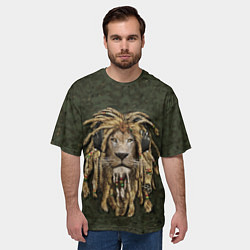 Футболка оверсайз мужская Лев в дредах, цвет: 3D-принт — фото 2