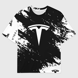 Футболка оверсайз мужская Tesla logo texture, цвет: 3D-принт