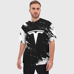 Футболка оверсайз мужская Tesla logo texture, цвет: 3D-принт — фото 2