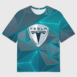 Футболка оверсайз мужская Tesla неоновые треугольники, цвет: 3D-принт