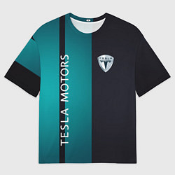 Мужская футболка оверсайз Tesla - Motors auto