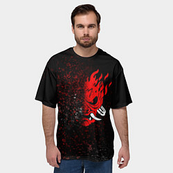 Футболка оверсайз мужская SAMURAI CYBERPUNK 2077 КИБЕРПАНК 2077 БРЫЗГИ, цвет: 3D-принт — фото 2