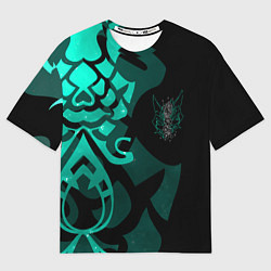 Мужская футболка оверсайз МАСКА И ТАТУИРОВКА СЯО XIAO ГЕНШИН